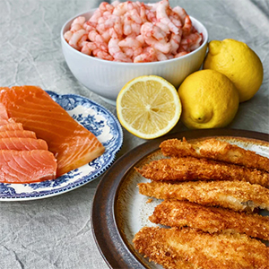 Billede af Røget laks på blinis fra Kystfisken